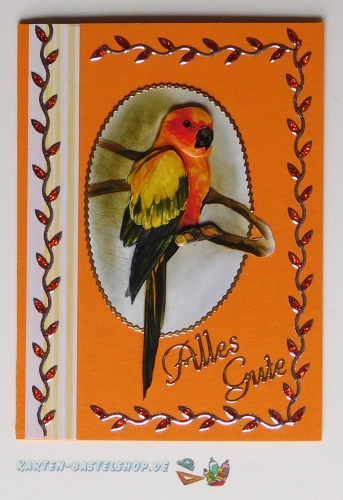 Glitter-Sticker - Bltterranke / Bordre - glitter-orange - 1241