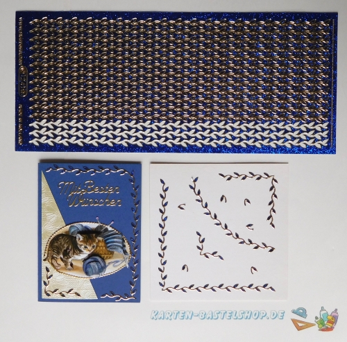 Glitter-Sticker - Bltterranke / Bordre - glitter-blau - 1241