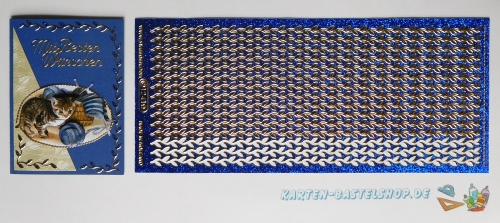 Glitter-Sticker - Bltterranke / Bordre - glitter-blau - 1241