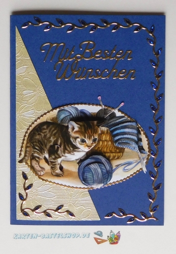 Glitter-Sticker - Bltterranke / Bordre - glitter-blau - 1241