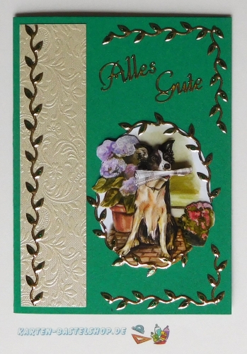 Glitter-Sticker - Bltterranke / Bordre - glitter-grn - 1241