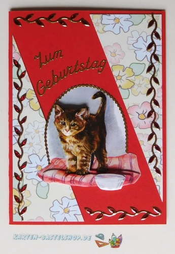 Glitter-Sticker - Bltterranke / Bordre - glitter-rot - 1241