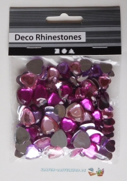 Stasssteine - Herzen - flieder-pink - 252 Stck - Schmucksteine