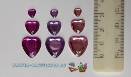 Stasssteine - Herzen - flieder-pink - 252 Stck - Schmucksteine