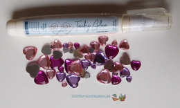 Stasssteine - Herzen - flieder-pink - 252 Stck - Schmucksteine