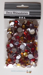 Stasssteine - rund - rot-gelb - 360 Stck - Schmucksteine