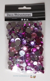 Stasssteine - rund - flieder-pink - 360 Stck - Schmucksteine