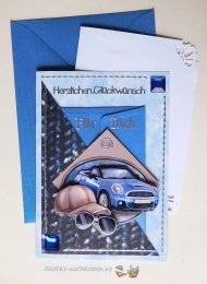 3D-Karte - Herzlichen Glckwunsch / Fr Dich / mit Mini-Umschlag fr Geldgeschenk - Nr.584 - Handarbeit