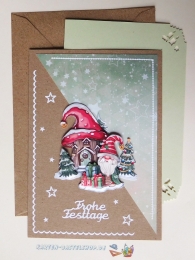 3D-Karte - Frohe Festtage / Wichtel - Nr.592 - Handarbeit