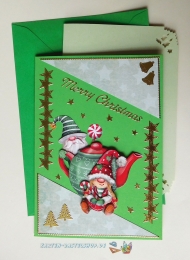 3D-Karte - Merry Christmas / Wichtel - Nr.596 - Handarbeit