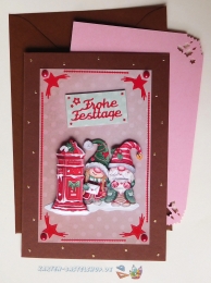 3D-Karte - Frohe Festtage / Wichtel - Nr.598 - Handarbeit