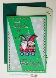 3D-Karte - Frohe Festtage / Wichtel - Nr.600 - Handarbeit