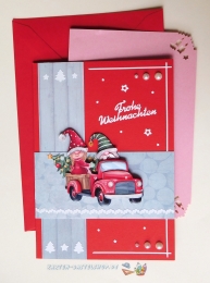 3D-Karte - Frohe Weihnachten / Wichtel - Nr.602 - Handarbeit