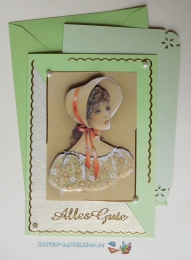 3D-Karte - Alles Gute / Dame mit Hut - Nr.611 - Handarbeit