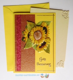 3D-Karte - Gute Besserung / Sonnenblumen - Nr.634 - Handarbeit