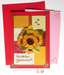 3D-Karte - Herzlichen Glckwunsch / Sonnenblumen - Nr.635 - Handarbeit