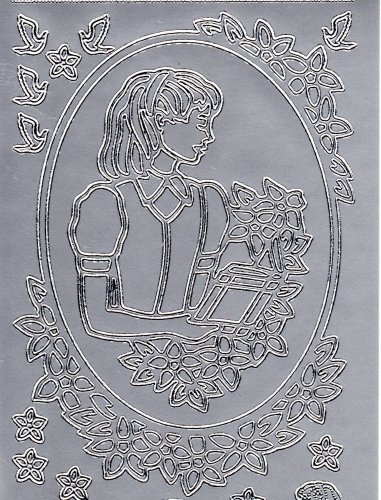 Sticker - Konfirmation / Kommunion Mdchen - silber - 889