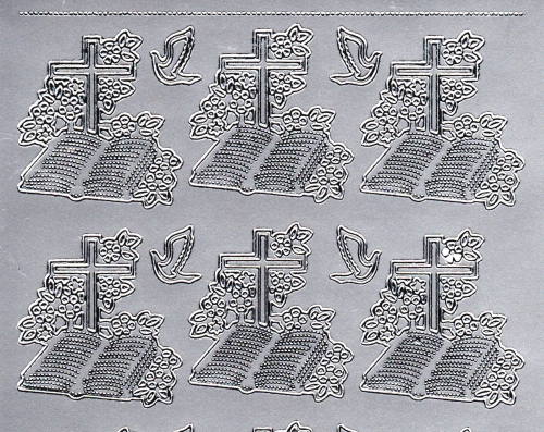 Sticker - Bibel und Kreuz - silber - 895