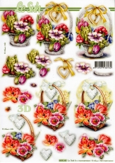 3D-Stanzbogen Korb mit Frhlingsblumen von LeSuh (680.068)