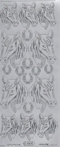 Sticker - Pferde - silber - 1008