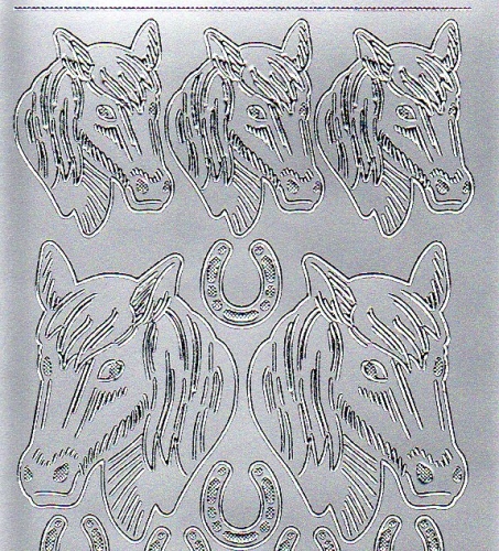 Sticker - Pferde - silber - 1008