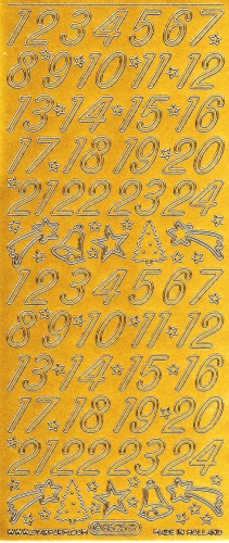 Sticker - Zahlen fr Adventskalender - gold - 8525