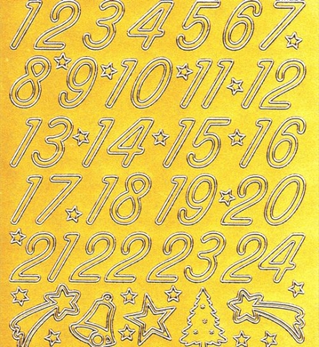 Sticker - Zahlen fr Adventskalender - gold - 8525
