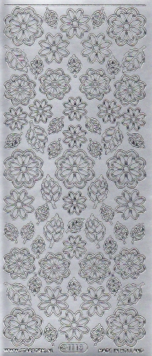 Sticker - Blumen 19 - silber - 1113