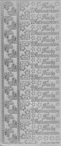Sticker - Frohe Weihnachten + Ecken + Rnder - silber - 467