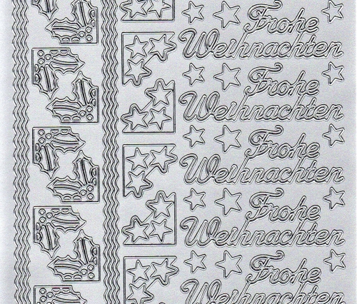 Sticker - Frohe Weihnachten + Ecken + Rnder - silber - 467