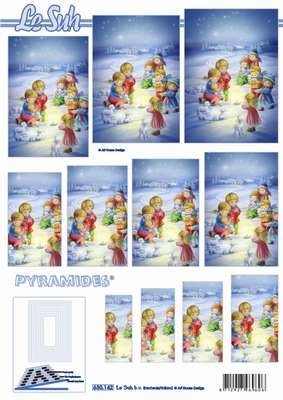 3D-Pyramidenbogen Kinder im Schnee von LeSuh (630.142)
