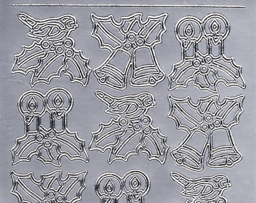 Sticker - Kerzen und Glocken - silber - 959