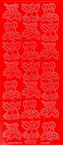 Sticker - Kerzen und Glocken - rot - 959