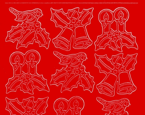 Sticker - Kerzen und Glocken - rot - 959
