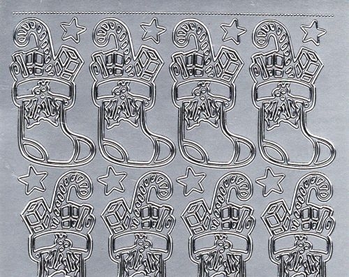 Sticker - Weihnachtsstiefel / Nikolaus - silber - 988