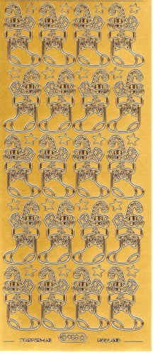 Sticker - Weihnachtsstiefel / Nikolaus - gold - 988