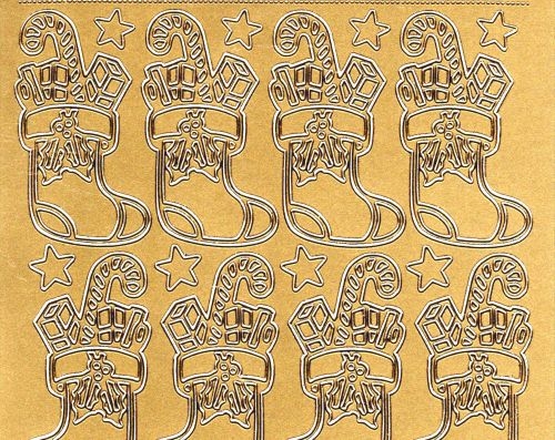 Sticker - Weihnachtsstiefel / Nikolaus - gold - 988