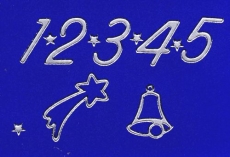 Sticker - Zahlen fr Adventskalender - silber - 8525