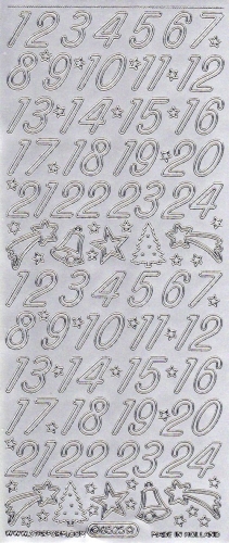 Sticker - Zahlen fr Adventskalender - silber - 8525