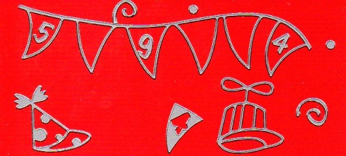 Sticker - Girlanden und Hte - silber - 1204