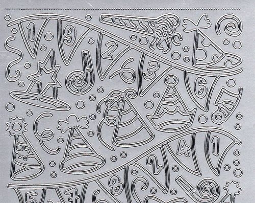 Sticker - Girlanden und Hte - silber - 1204