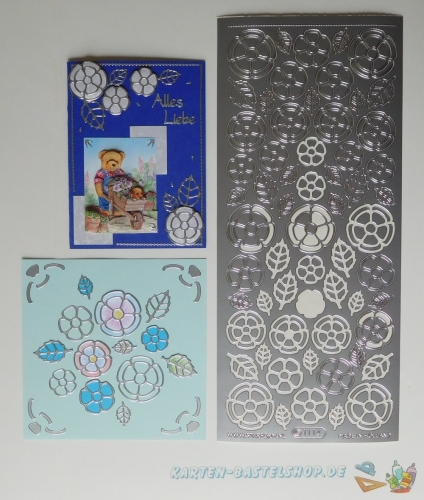 Sticker - Blumen - silber - 1114