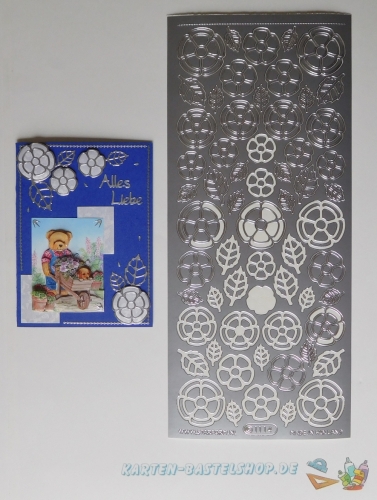 Sticker - Blumen - silber - 1114