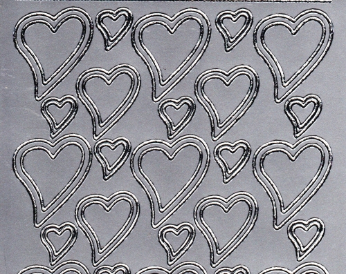 Sticker - Herzen - silber - 120