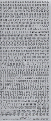 Sticker - Buchstaben und Zahlen - silber - 1000
