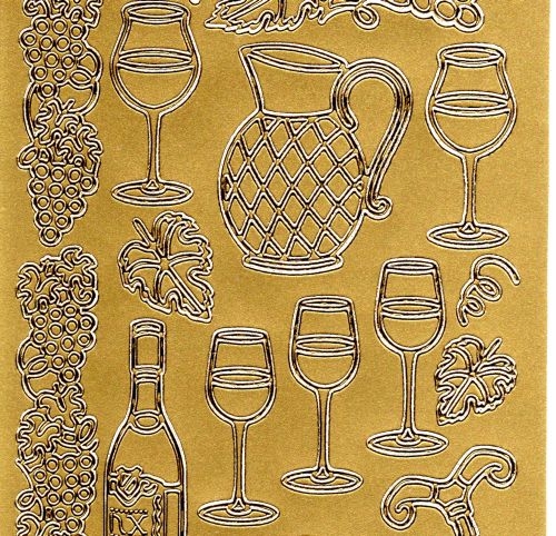 Sticker - Wein - gold - 1066