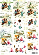 3D-Bogen Kinder, Hund & Schnee von Nouvelle (8215624)