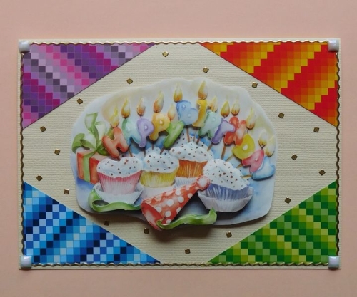 14x Bastelkarton A6 Karo-Line im Mini-Set