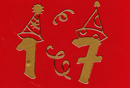 Sticker - Zahlen mit Hut - gold - 1203