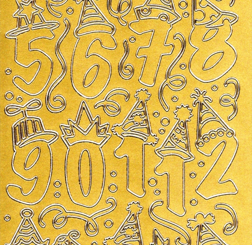 Sticker - Zahlen mit Hut - gold - 1203